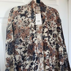 Free People Ivory floral kimono